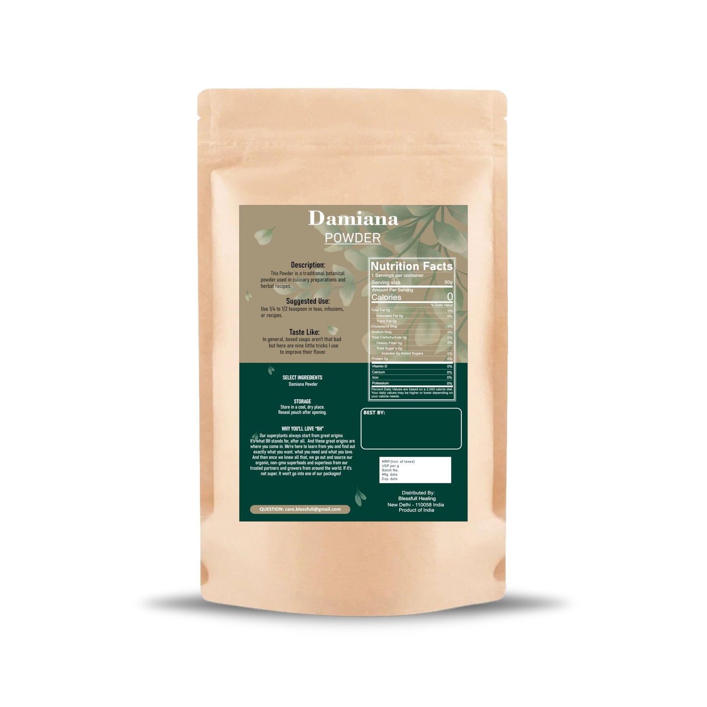 Blessfull Healing Damiana (Turnera Diffusa) Powder, 100 Gram