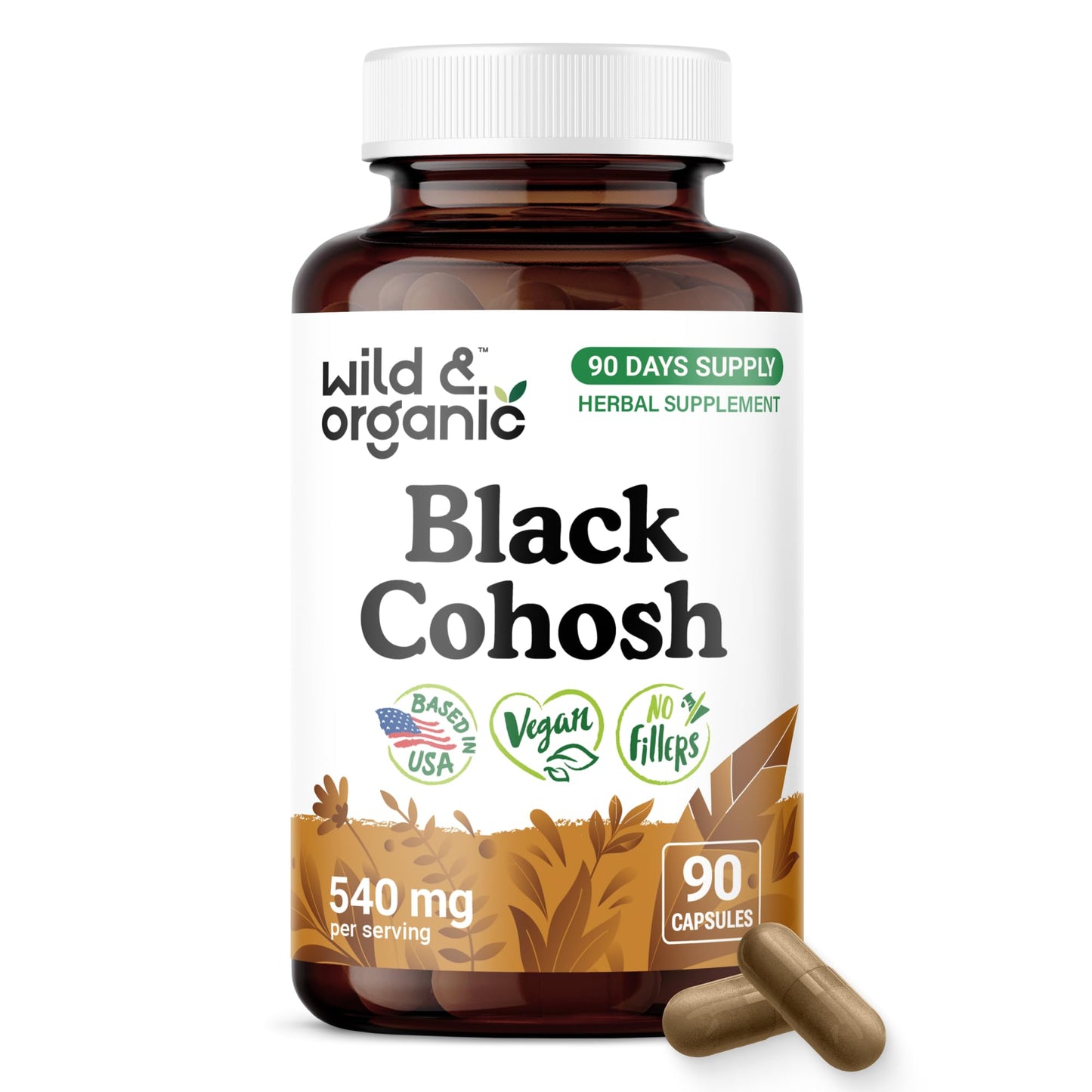 Wild & Organic Black Cohosh 540 mg Capsules 90 Count