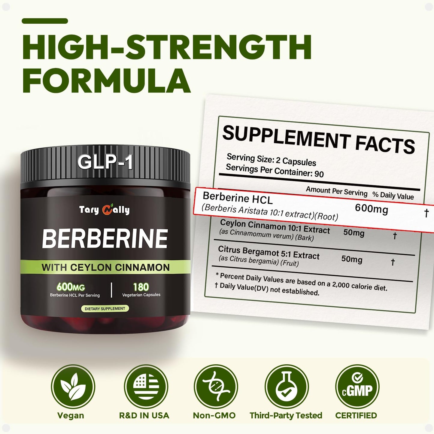 Tary Nally Liposomal Berberine Capsule 180 Count