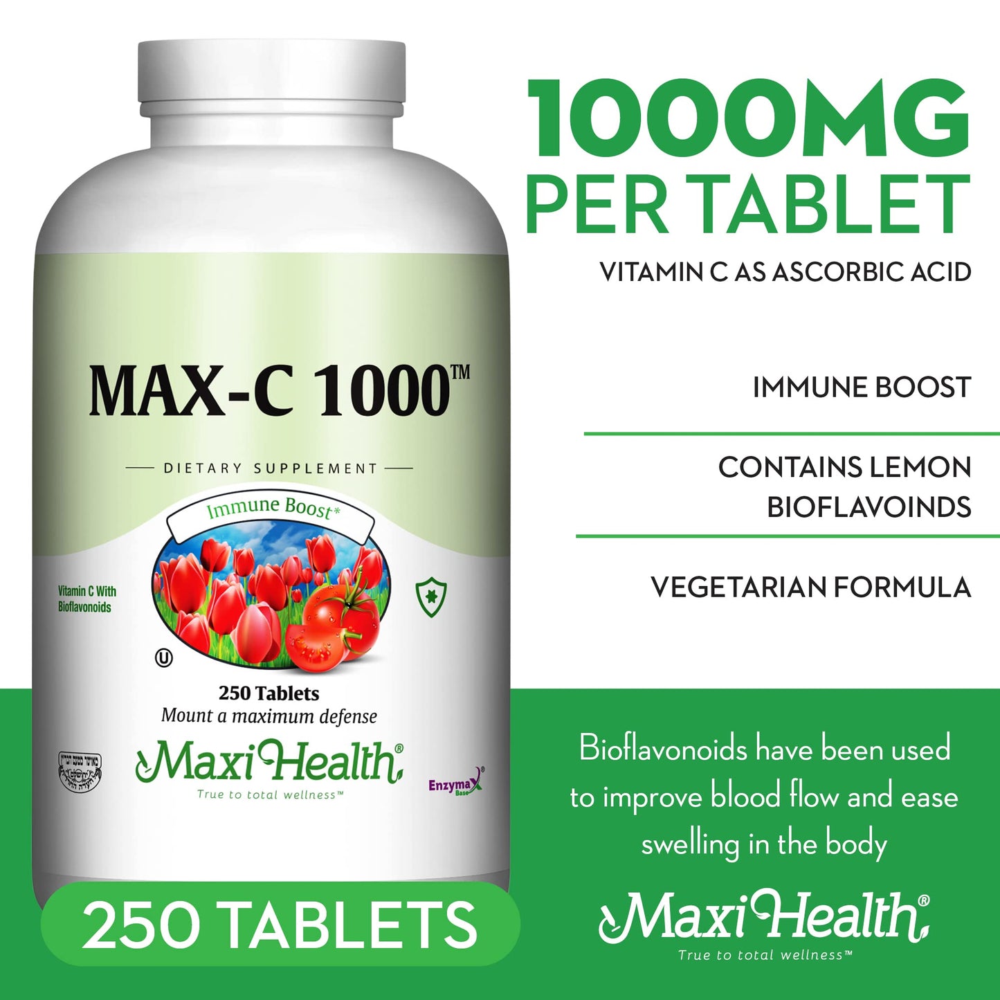 Maxi Health Vitamin C 1000 mg Tablets, 250 Count