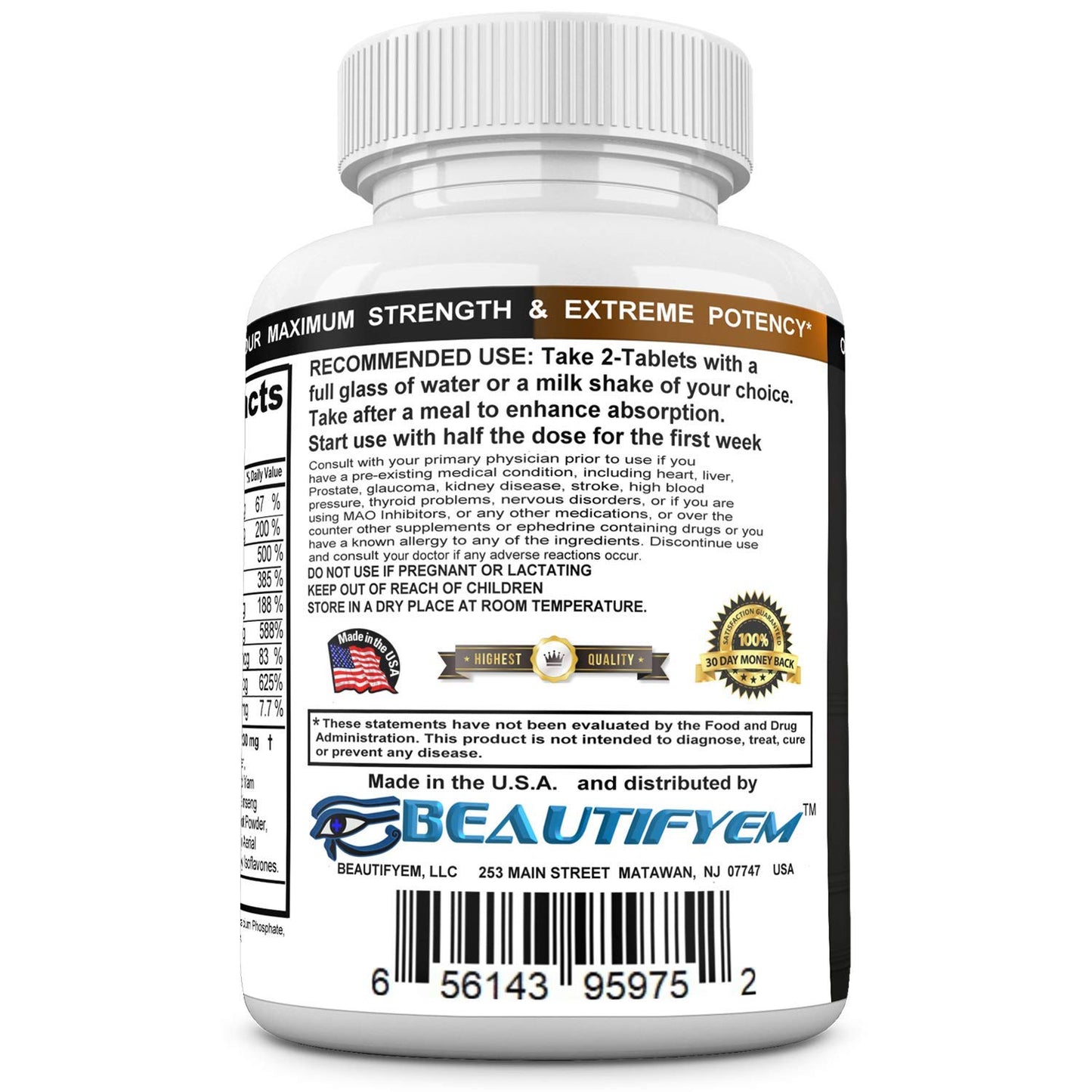 BEAUTIFYEM Butt Augmentation Pills, 60 Tablets