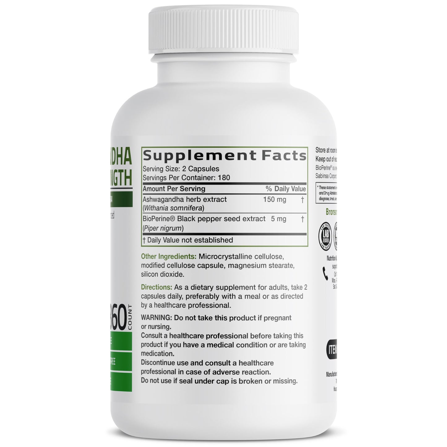 Bronson Ashwagandha Extra Strength Stress & Mood Support 360 Capsules
