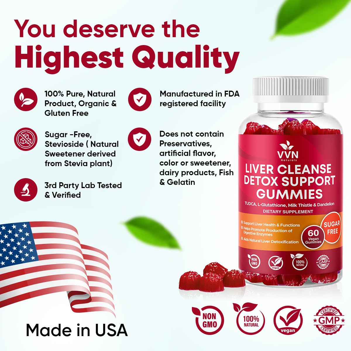 VitaVida Liver Cleanse Detox & Repair Support Supplement Gummy 60 Count