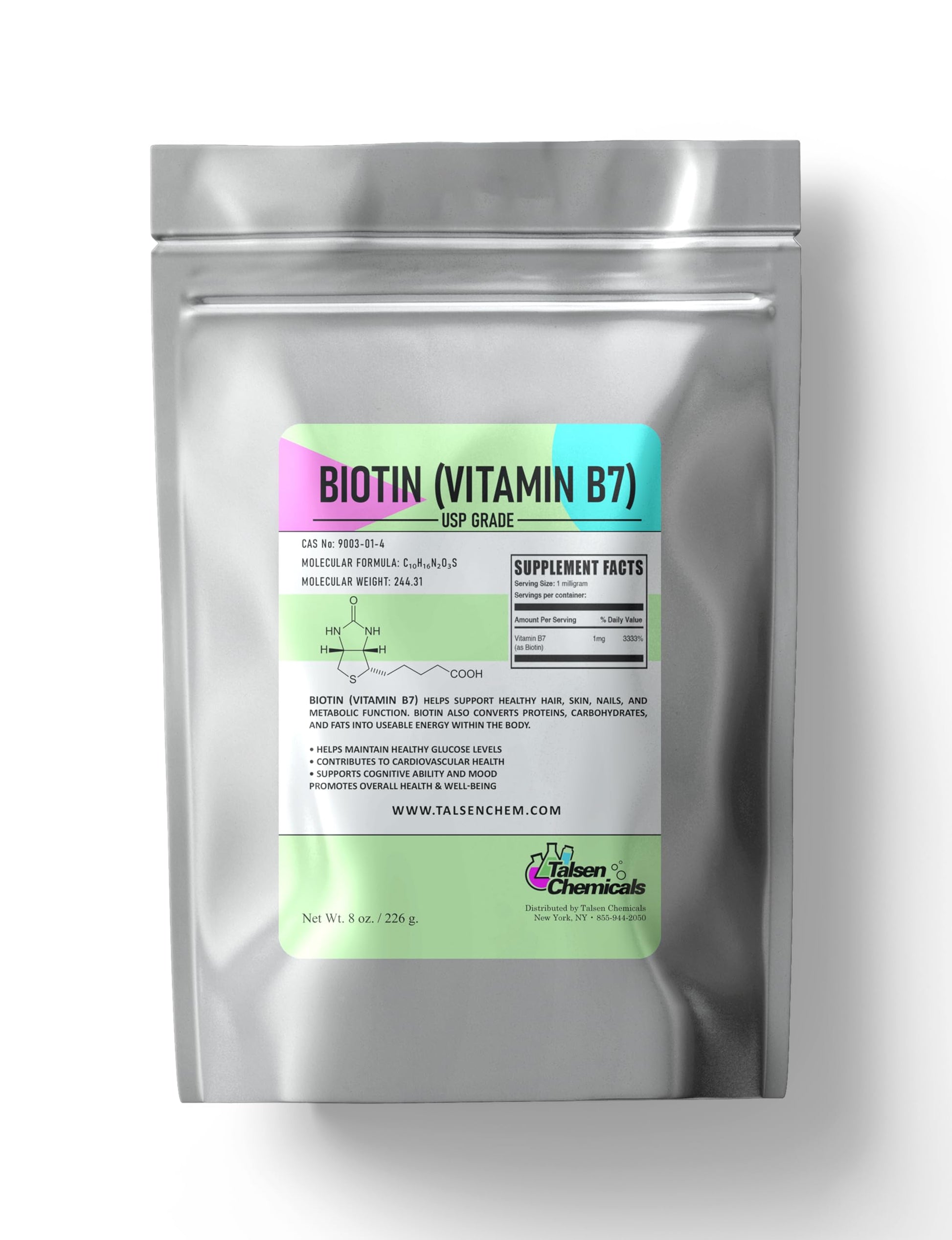 Talsen Chemicals Biotin Powder 8 Ounce