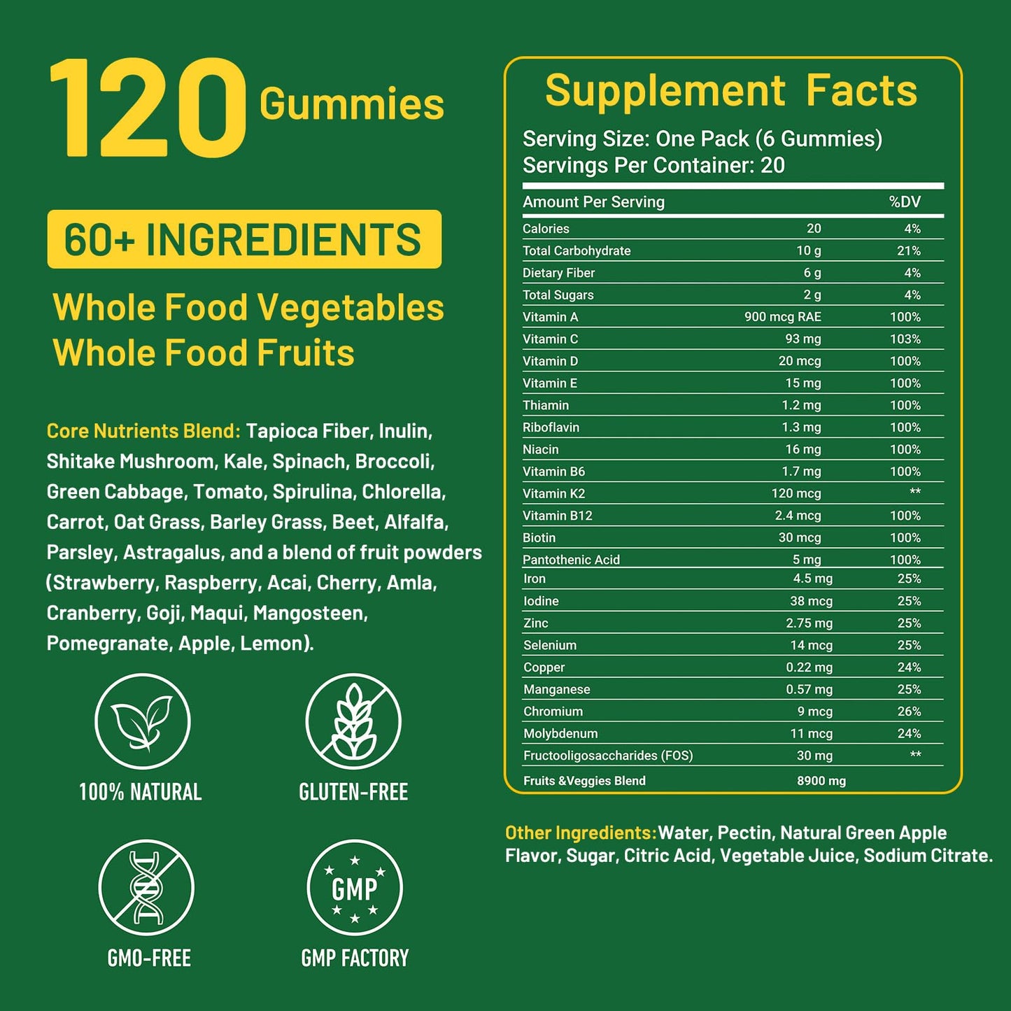 Xemenry Super Greens Multivitamin Gummies 120 Gummies