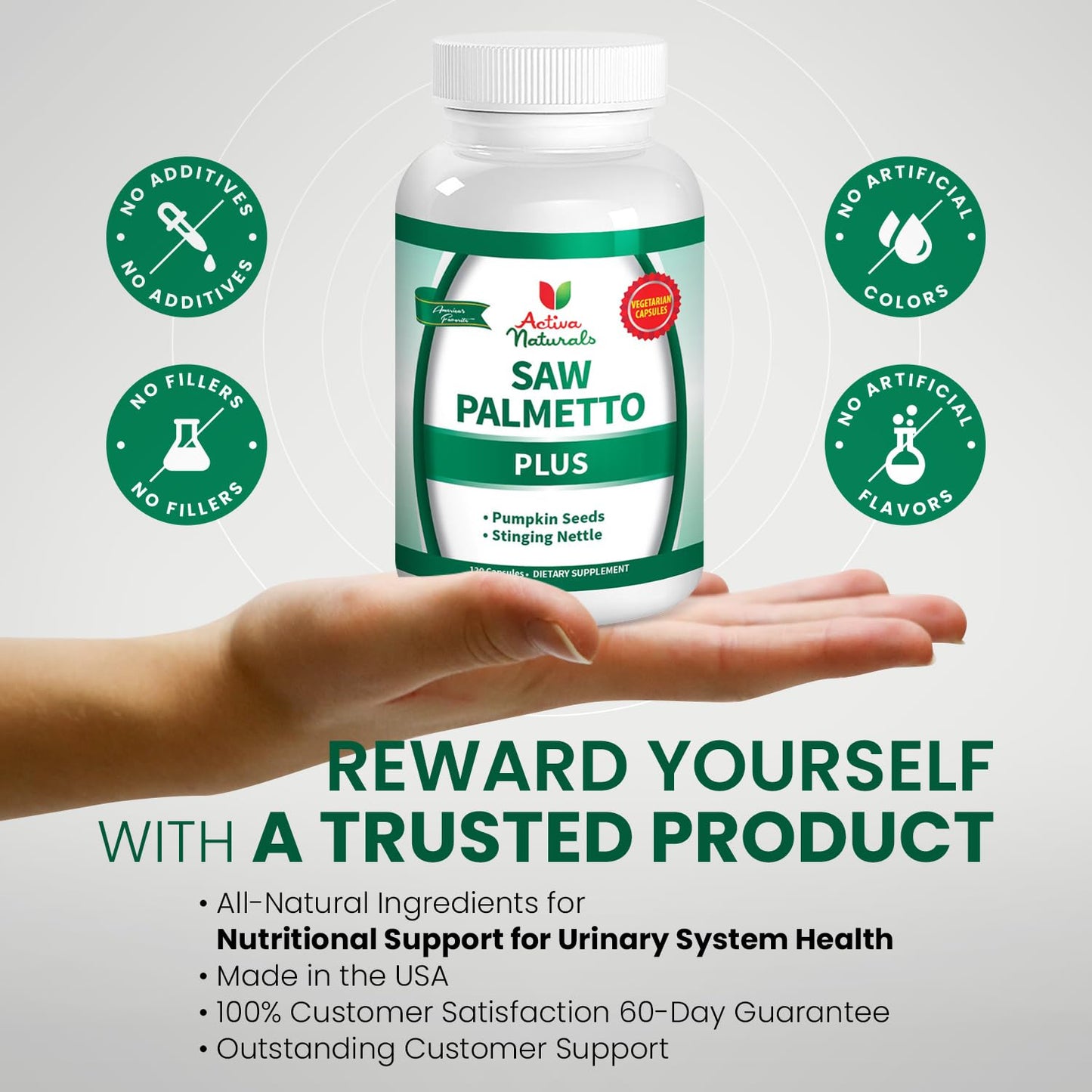 Activa Naturals Saw Palmetto for Men Prostate Health Supplements Capsules 120 Count