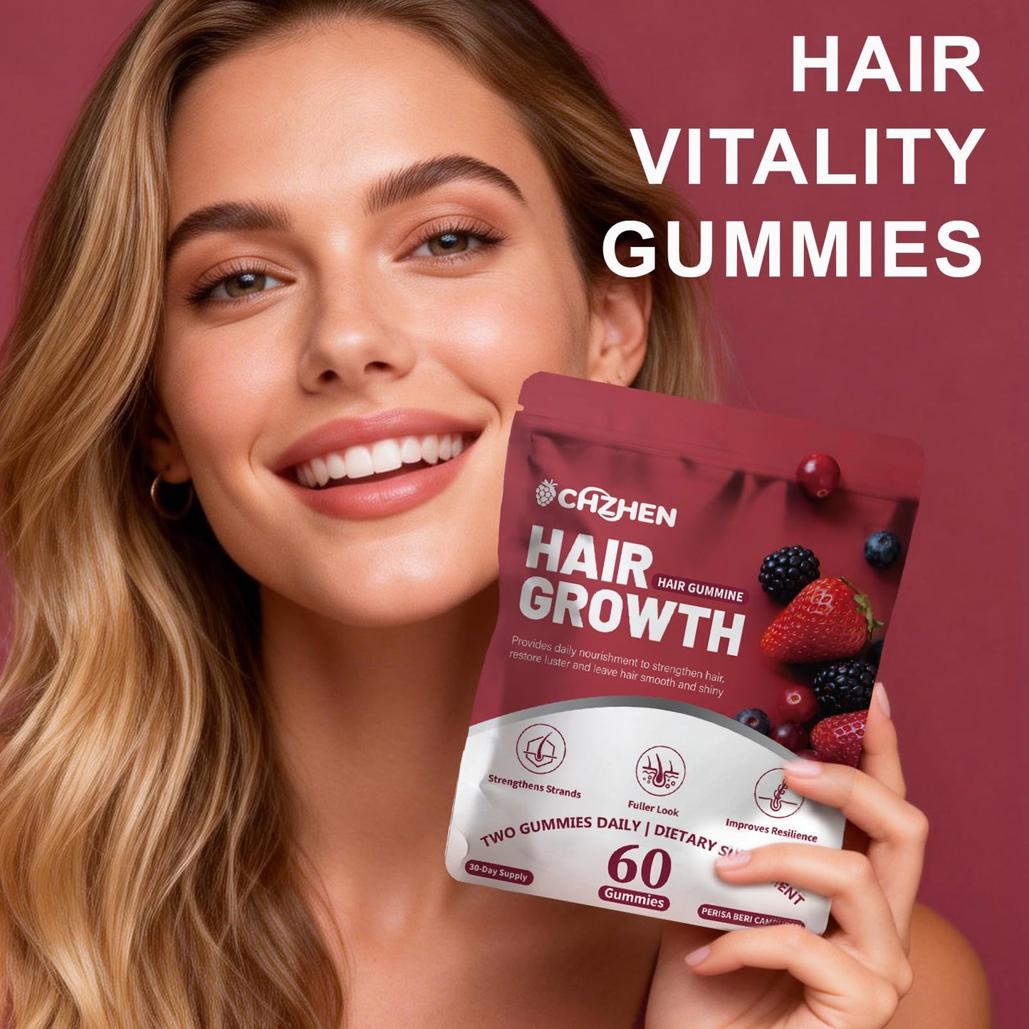 MAYLOR Hair Growth Gummies with Biotin and Collagen, 60 Gummies