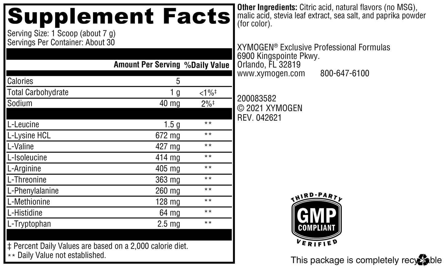 XYMOGEN XymoBolX Amino Acids BCAA Powder with L-Arginine, L-Leucine, L-Methionine & L-Tryptophan, Lemon Flavor, 7.2 oz