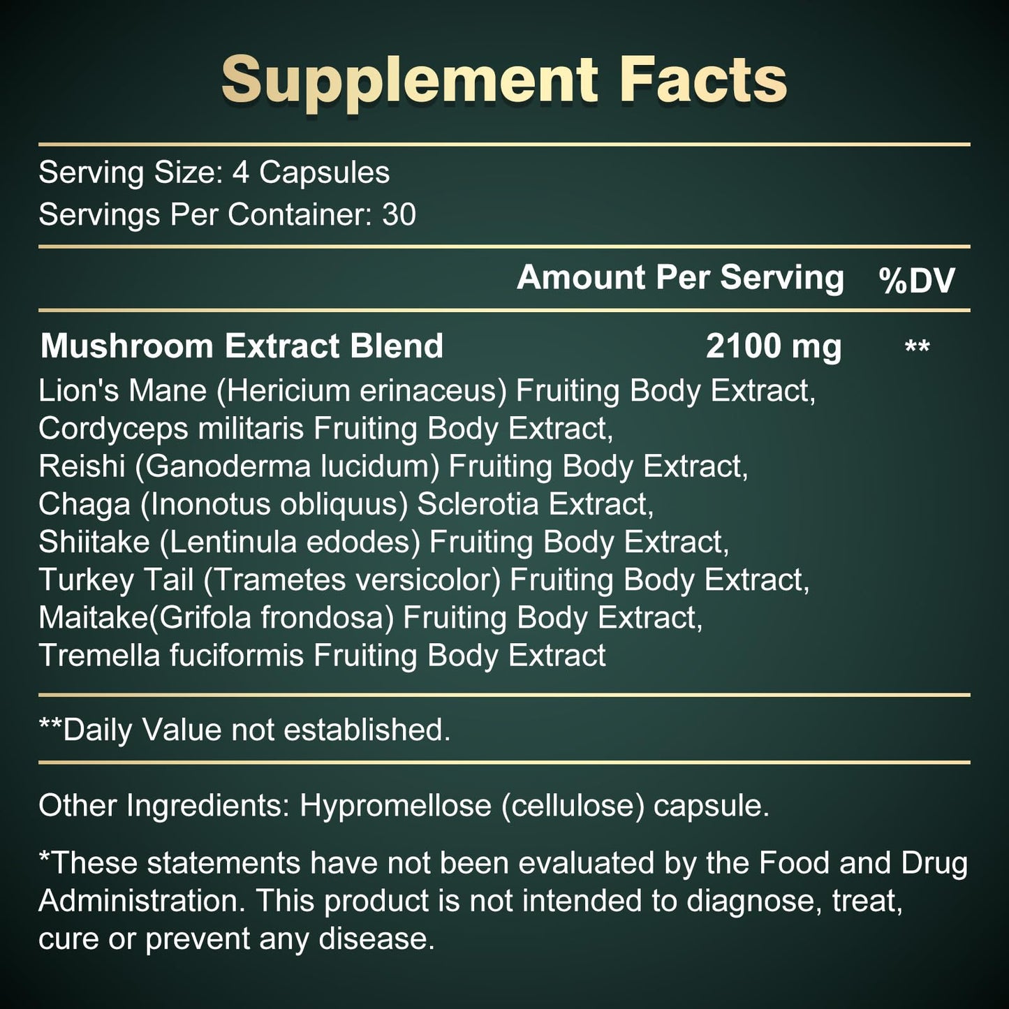 Generic AUURITEN Mushroom Supplement for Focus and Energy Support Capsules 120 Count