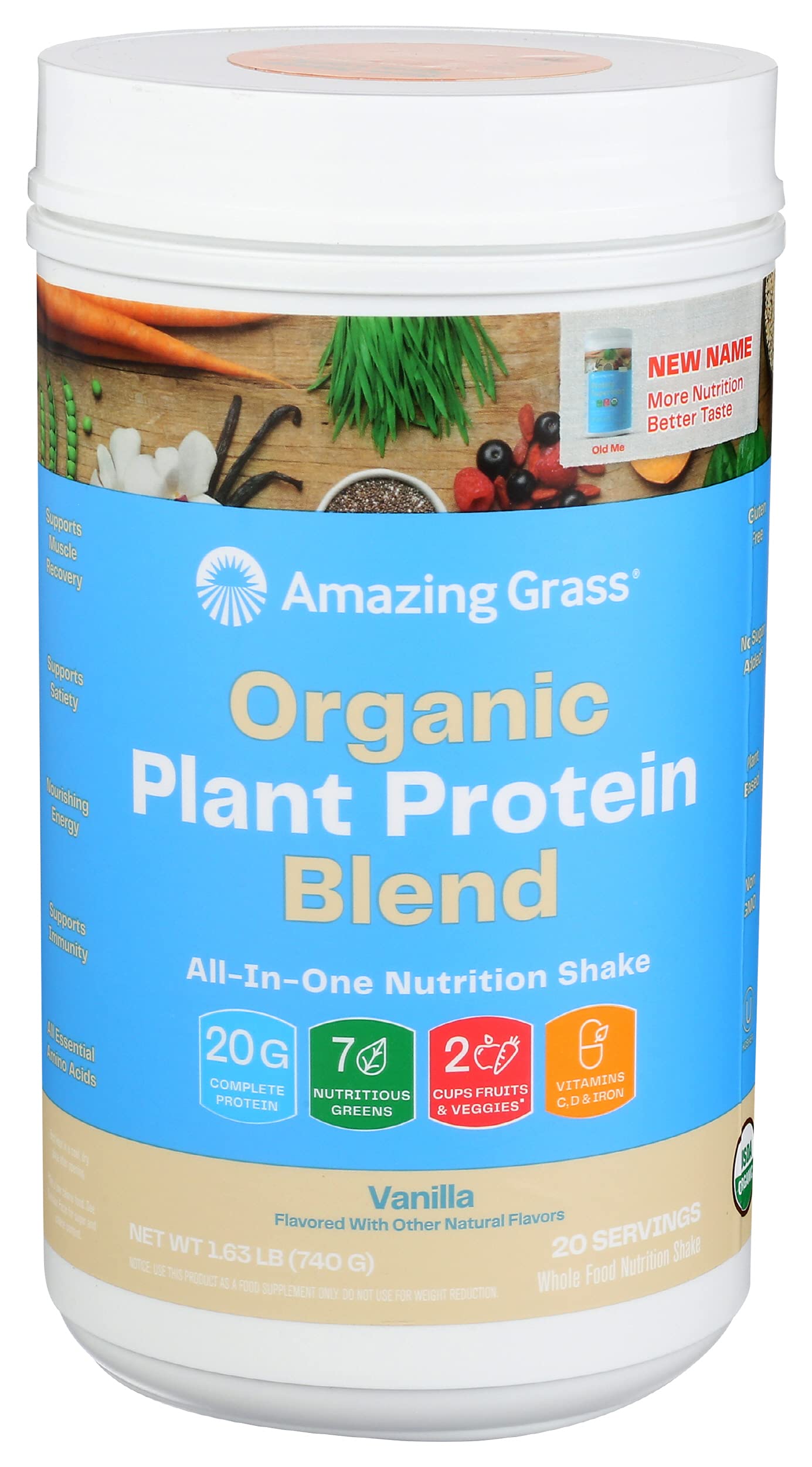 Amazing Grass Protein Superfood Powder, Organic Pure Vanilla, 20 Servings