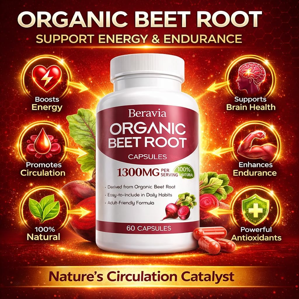Beravia Organic Beet Root Softgel 1300mg, 60 Softgels