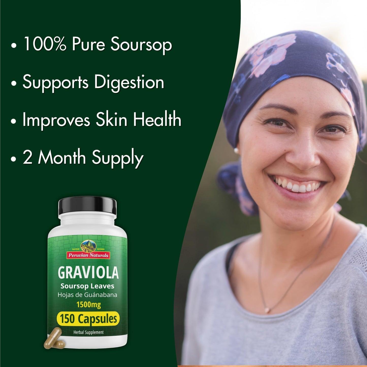 Peruvian Naturals Graviola Soursop Capsules, 150 Count