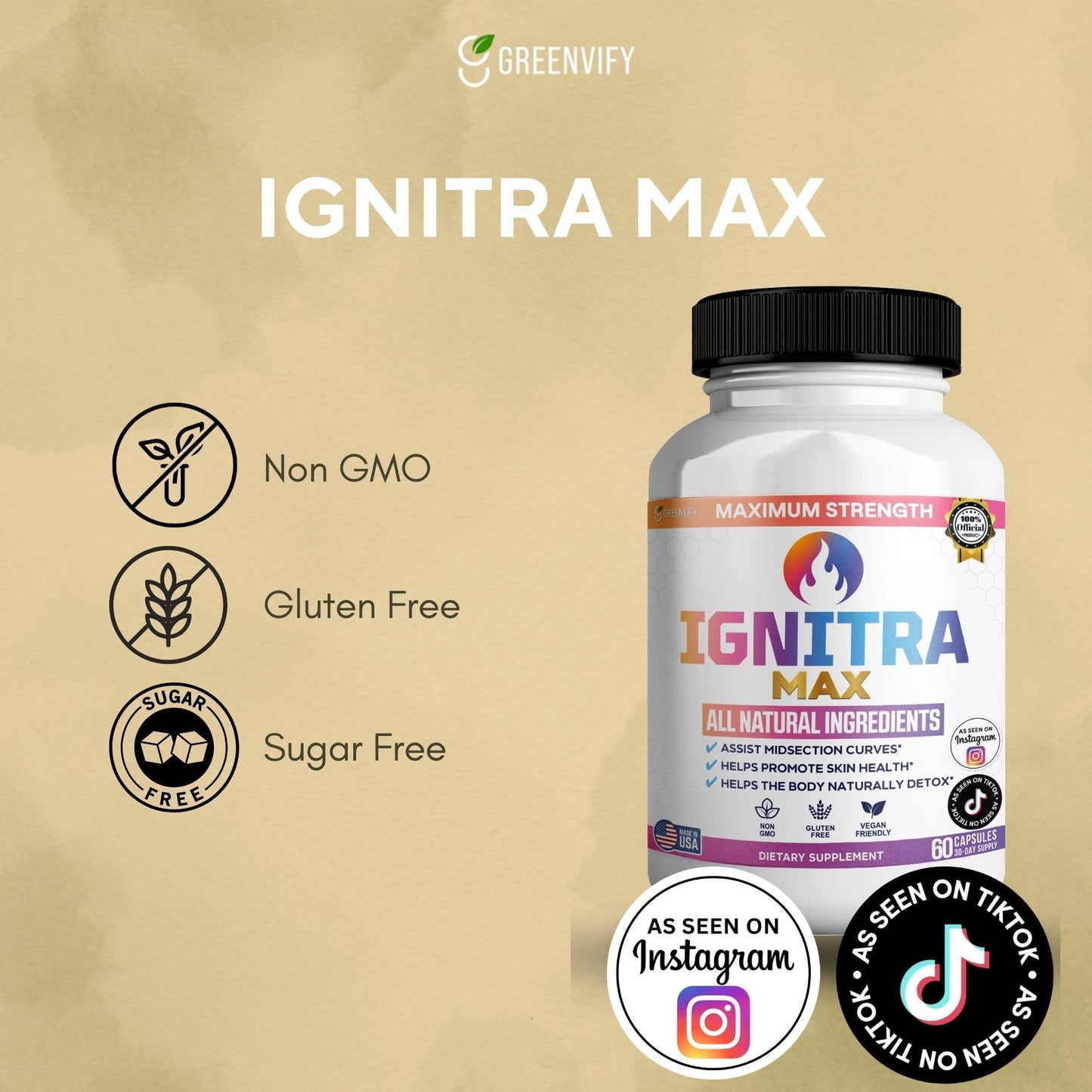 GREENVIFY Ignitra Max Dietary Supplement, 60 Capsules