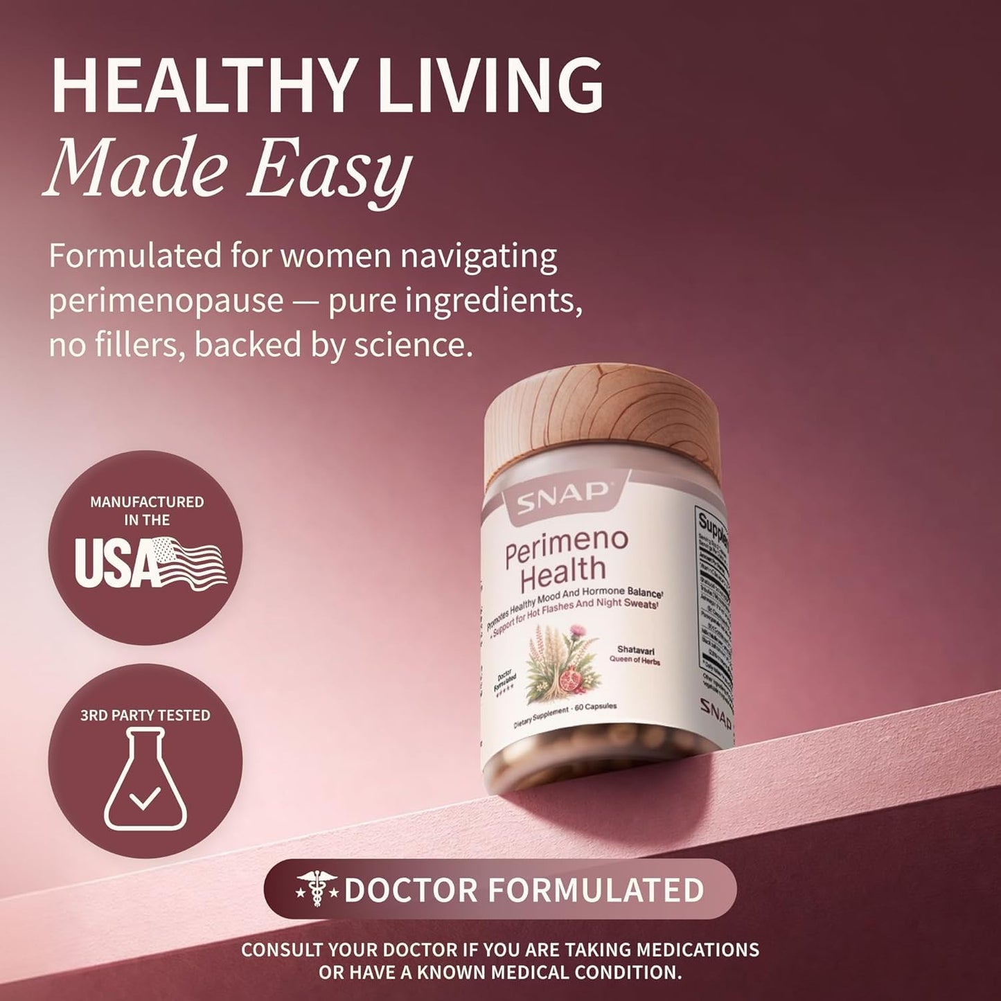 Snap Supplements Perimeno Health Perimenopause Supplements for Women Capsules 60