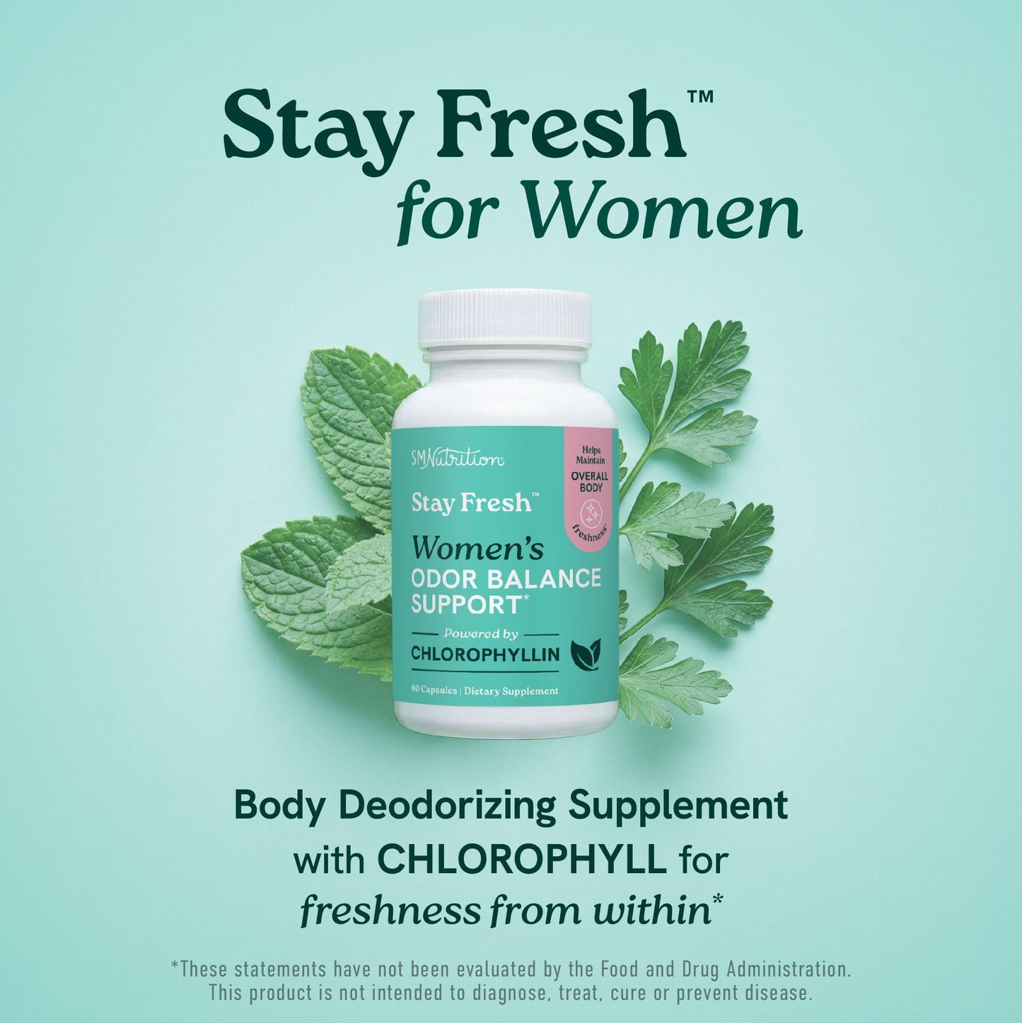 SMNutrition Stay Fresh Chlorophyll Capsules for Women, 60 Capsules