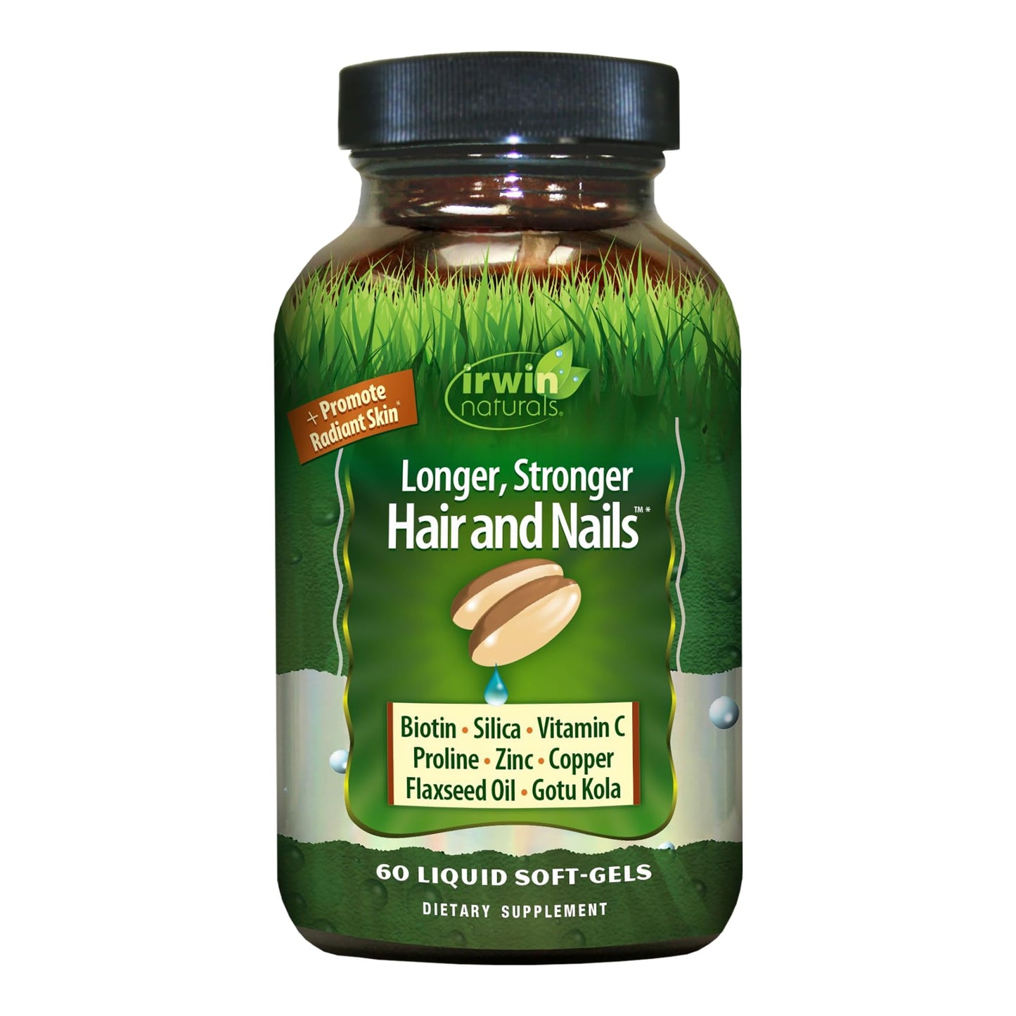 Irwin Naturals Longer, Stronger Hair and Nails - Promotes Vibrant Shine Texture & Strength, 60 Softgels