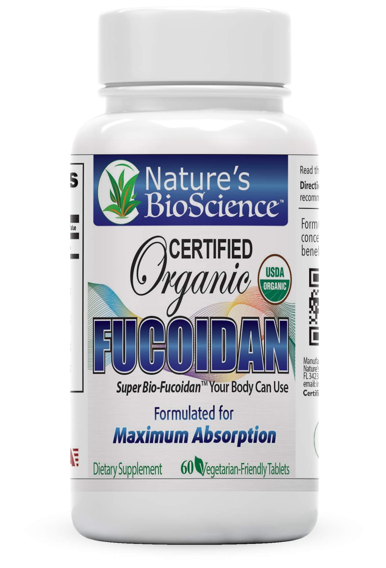 Nature's BioScience Certified USDA Organic Fucoidan Tablets 60 Count Pack of 6