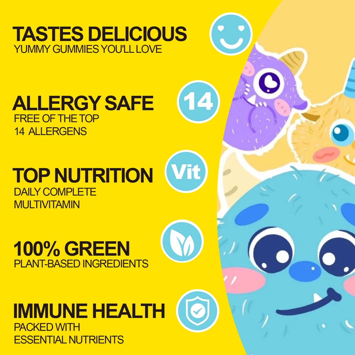 MEGNETA Kids Multivitamin & Omega Gummies with Fish Oil – Omega-3, DHA, Vitamin A, C, D, Orange Flavor, 60 Gummies