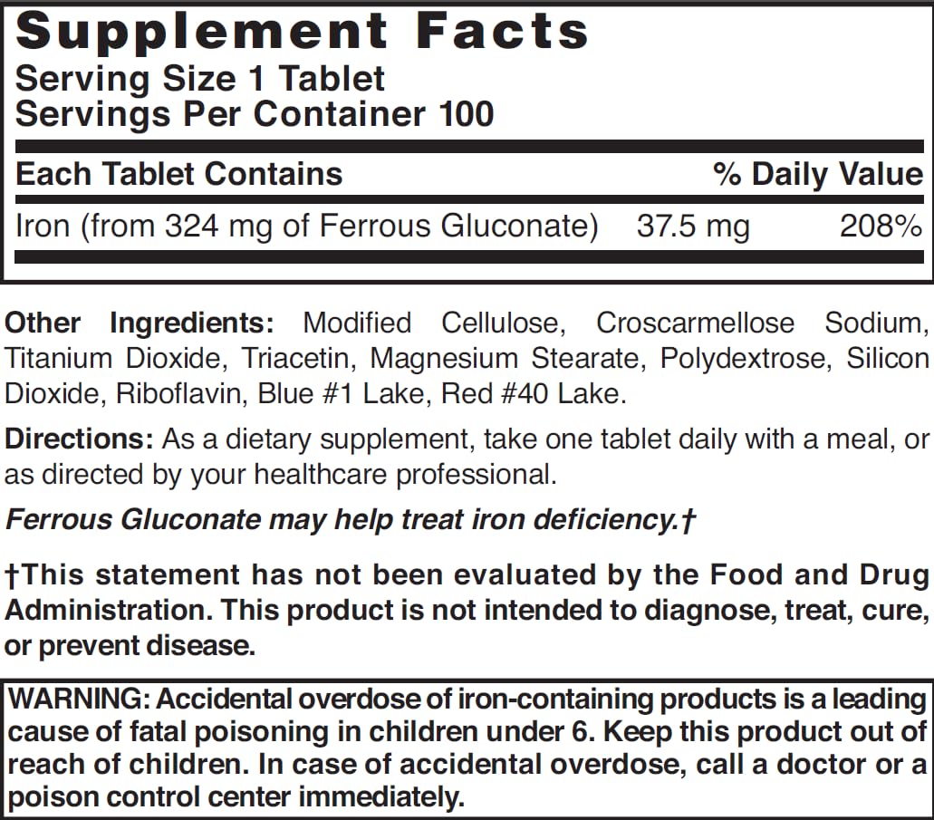 Nature's Blend Ferrous Gluconate Tablets 100 Count