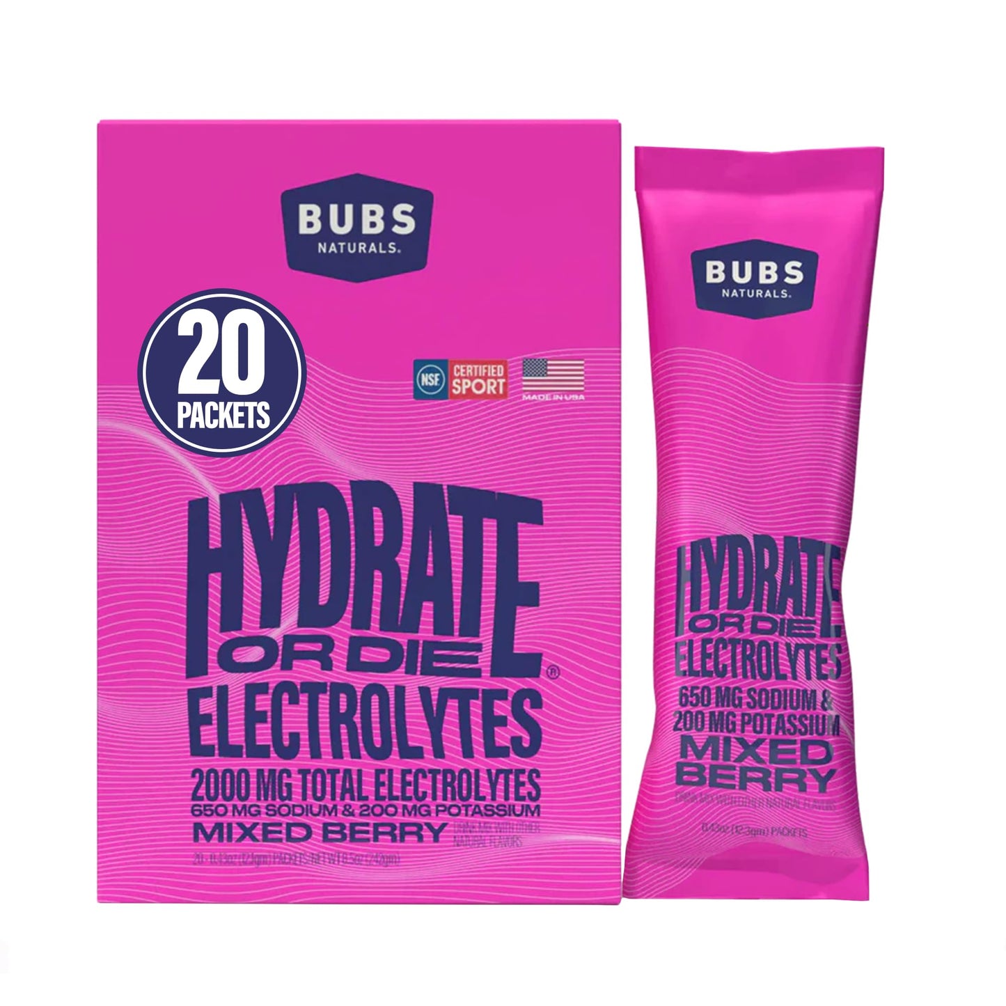 BUBS Naturals Hydrate or Die Electrolytes Powder 8.5 Ounce