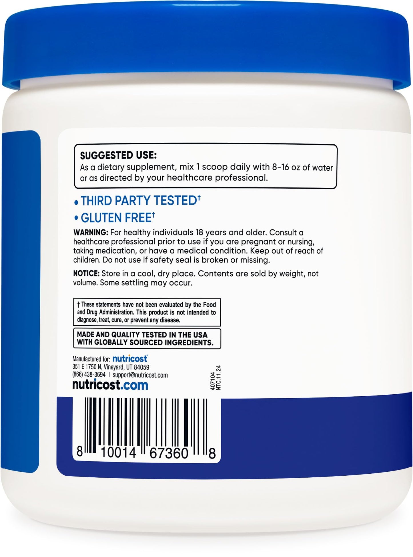 Nutricost EAA Powder 30 Servings Blue Raspberry, 11.6 oz
