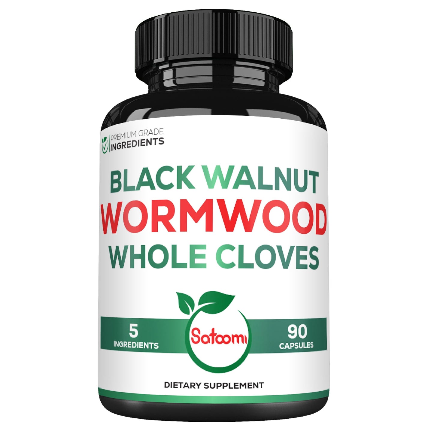 Satoomi 5 in 1 Wormwood Capsules Supplement with Black Walnut, Cloves, Turmeric, and Berberine HCl, 90 Capsules