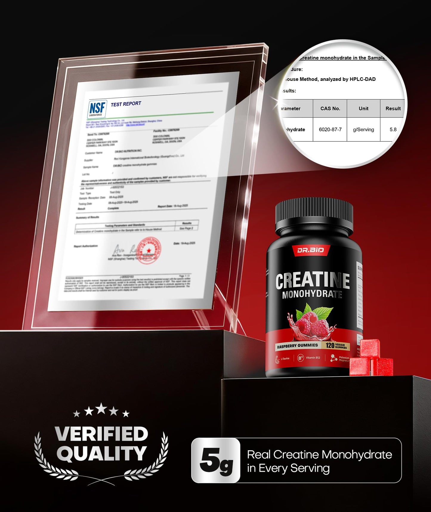 DR.BIO Instant Boost Creatine Monohydrate Gummies, 120 Gummies