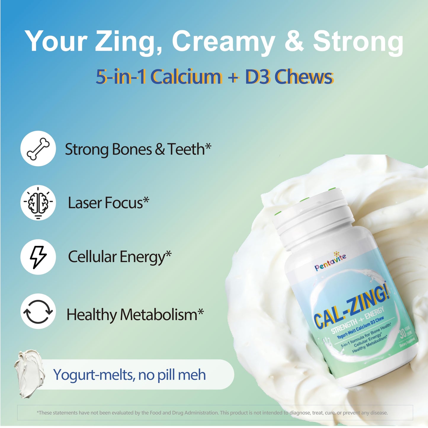 Pentavite Cal-Zing Calcium with Taurine and Vitamin D3 Chewable 90