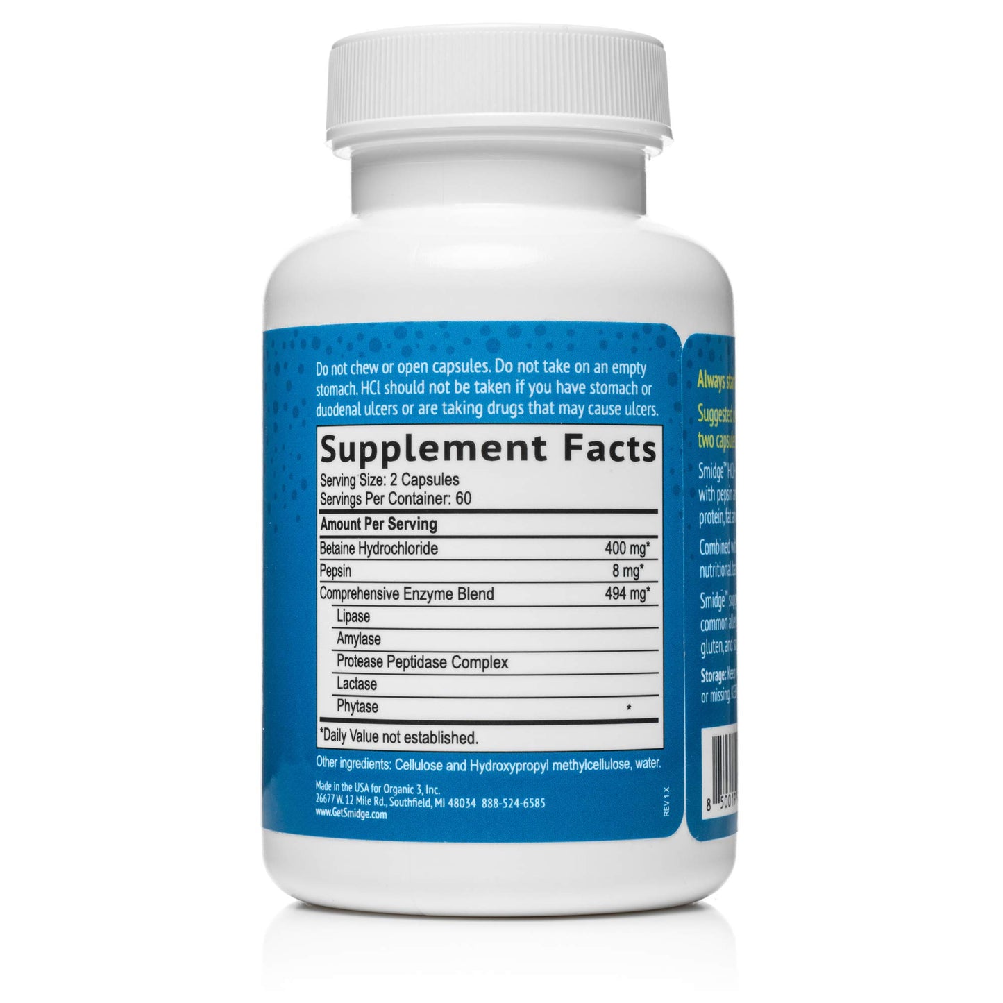 Smidge HCl + Enzymes – Digestion, 120 Capsules