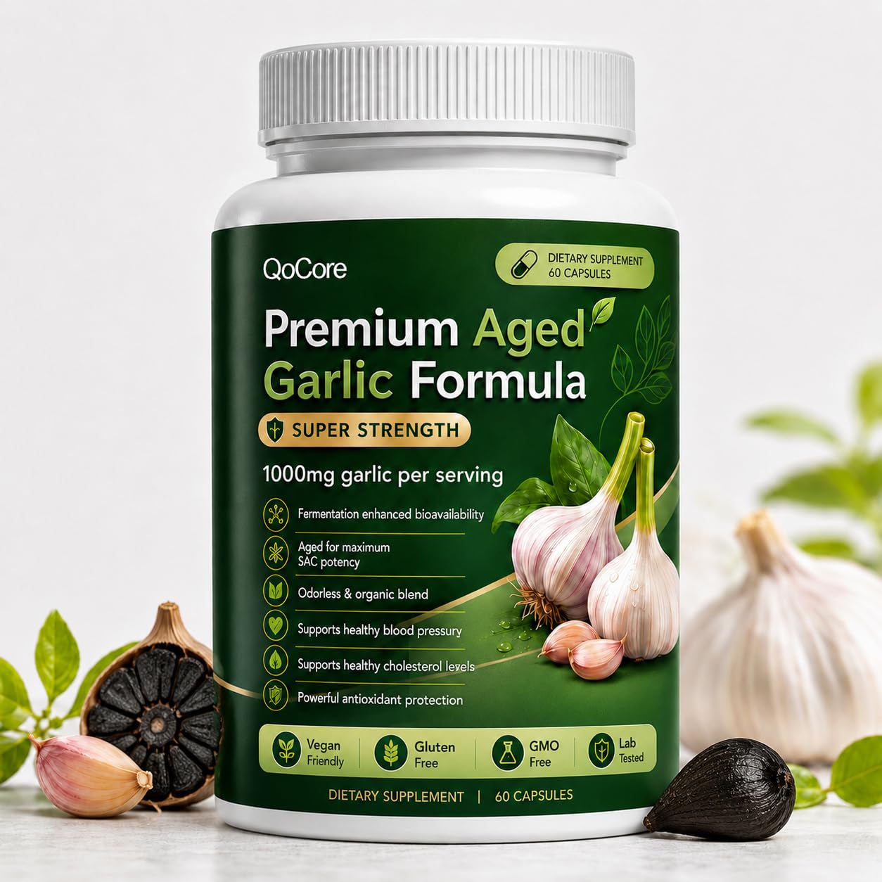 Finding Ferdinand Qocore Aged Black Garlic Softgels, 60 Count