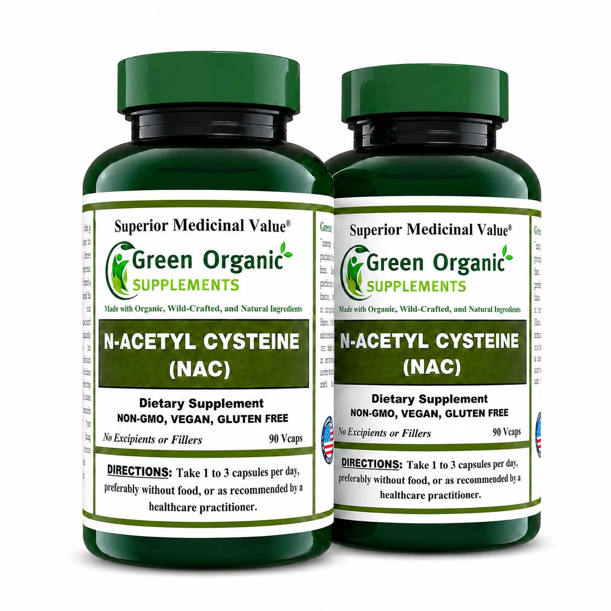 Green Organic Supplements N-Acetyl Cysteine (NAC) Capsules 180