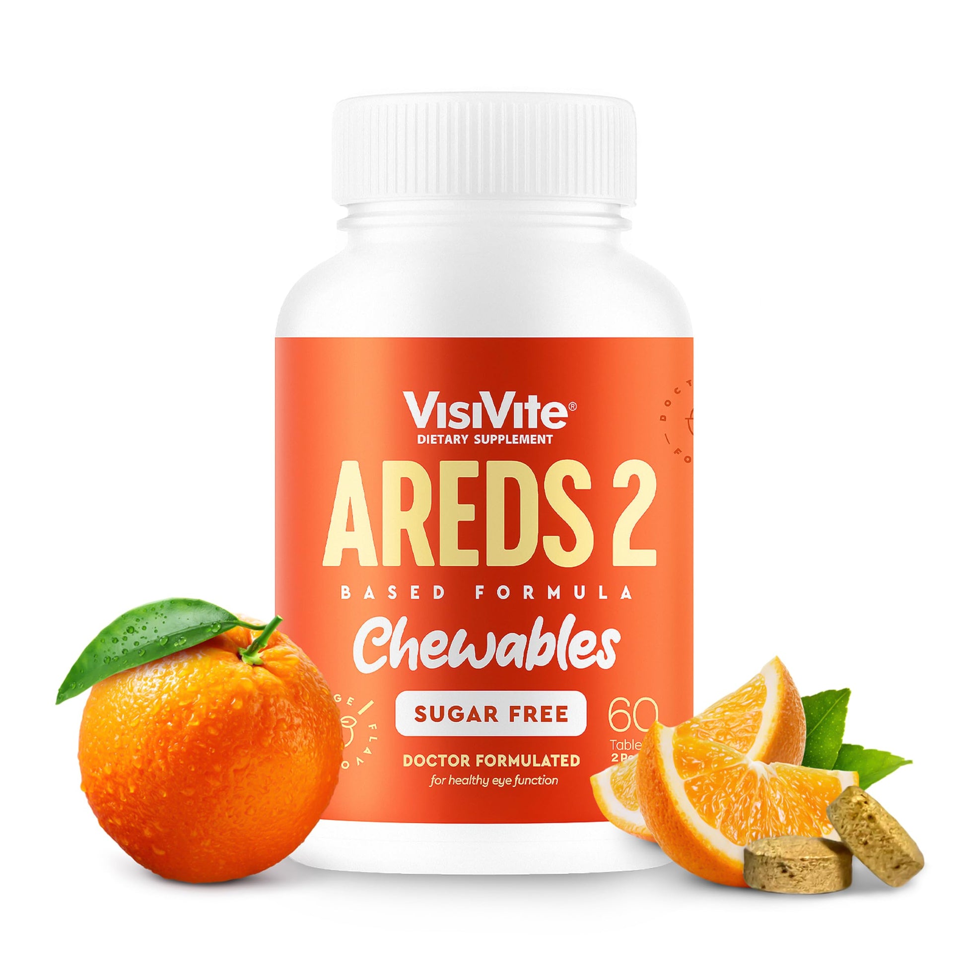 VisiVite AREDS 2 Sugar-Free Eye Vitamins Chewable Tablets, 1 Count