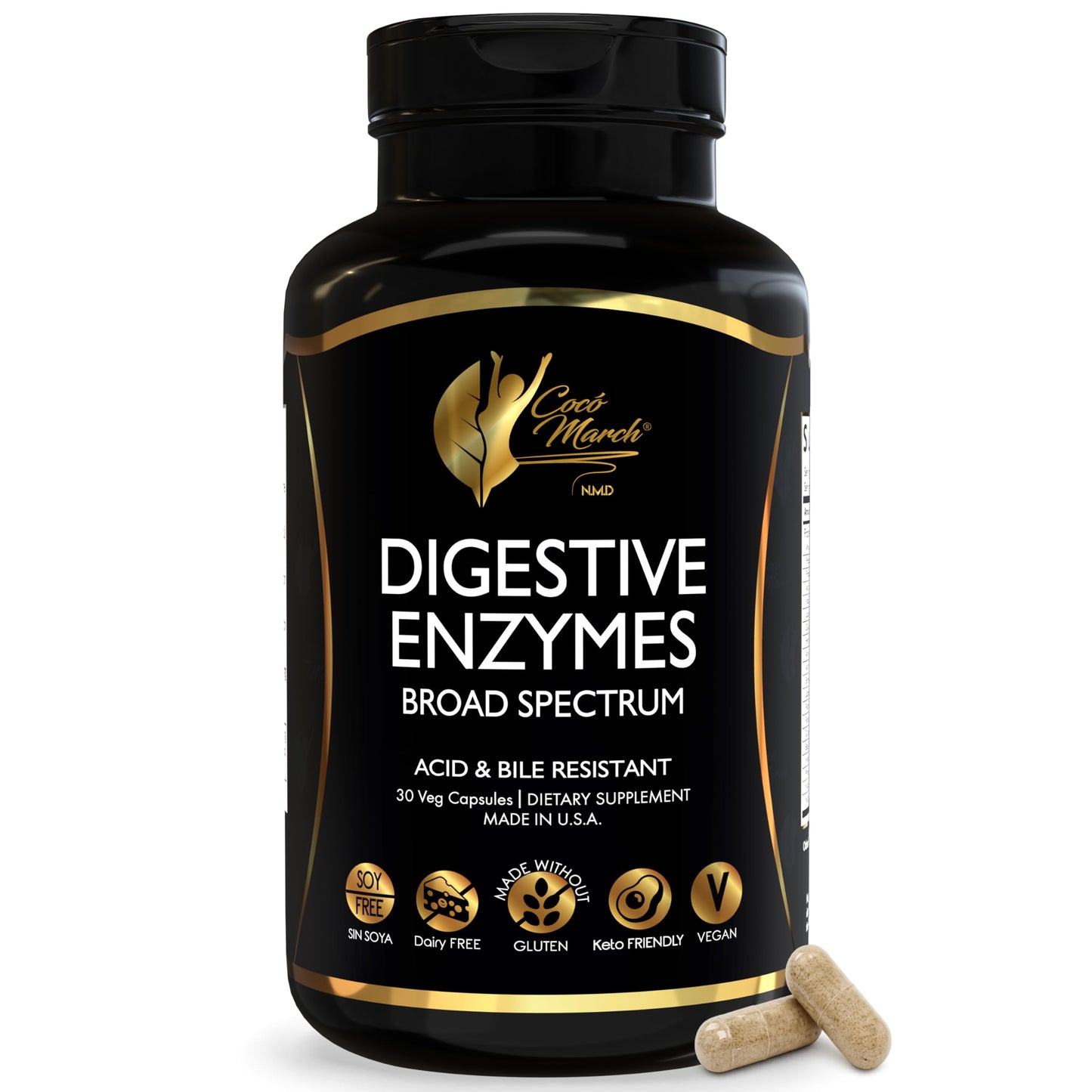 Cocó March N.M.D Digestive Enzymes – Broad Spectrum 18 Enzyme Blend, 30 Veg Capsules