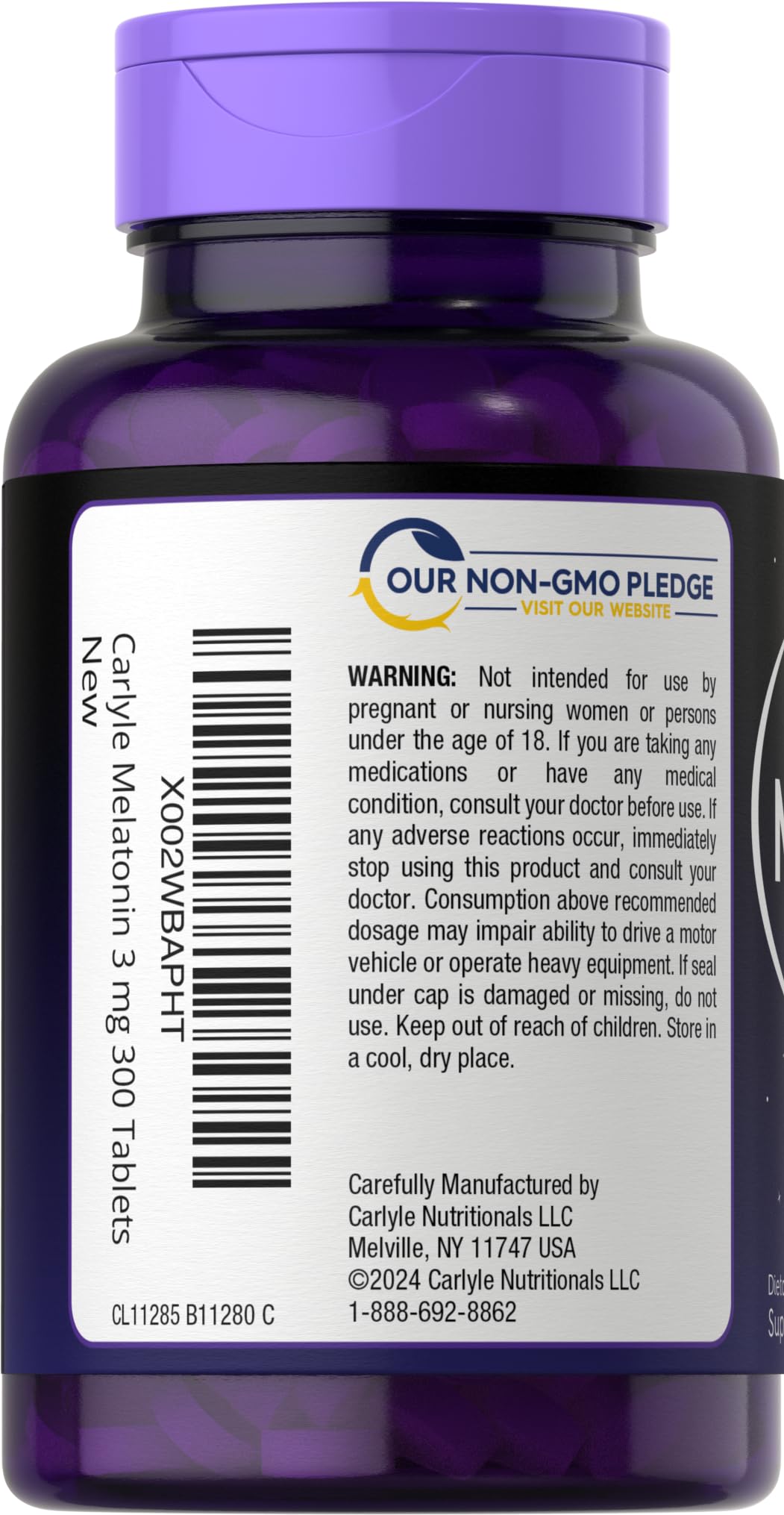 Carlyle Melatonin 3mg Tablets, 300 Count