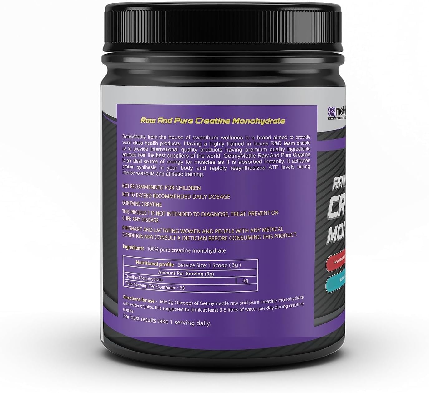 Generic Raw and Pure Creatine Monohydrate Powder 8.82 oz