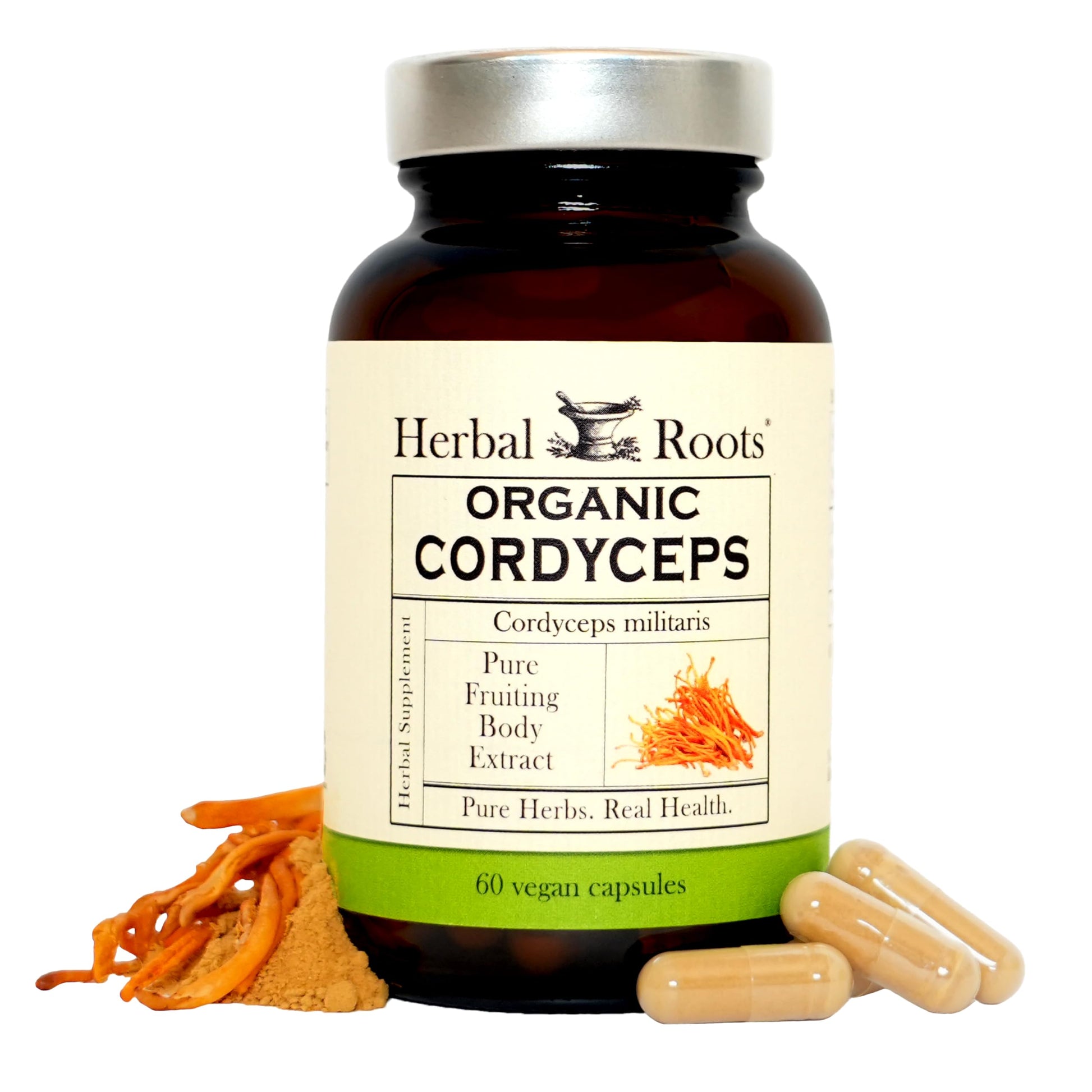 Herbal Roots Cordyceps Fruiting Body Extract Mushroom Capsules 60 Capsules