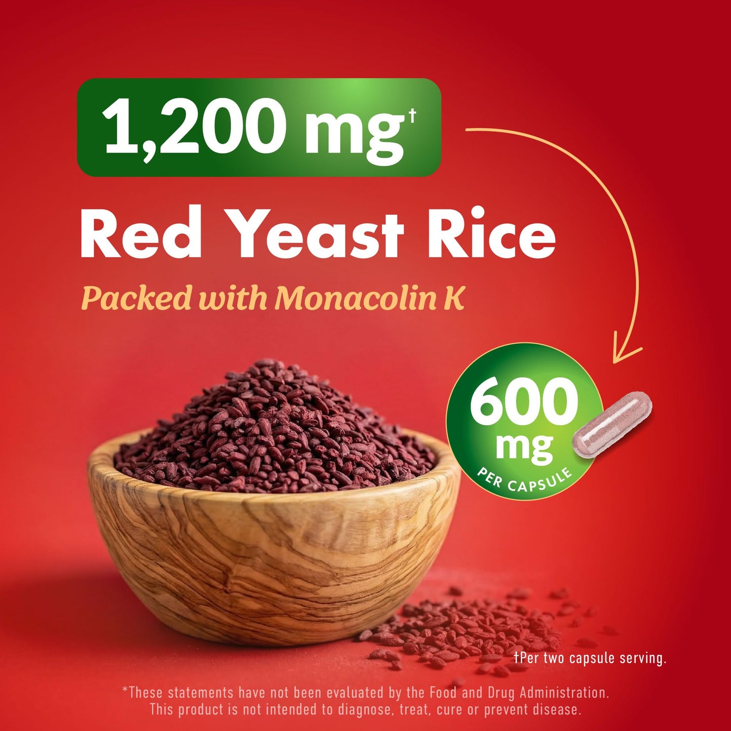 Purely Holistic Red Yeast Rice with CoQ10 Supplement Capsule, 60 Count