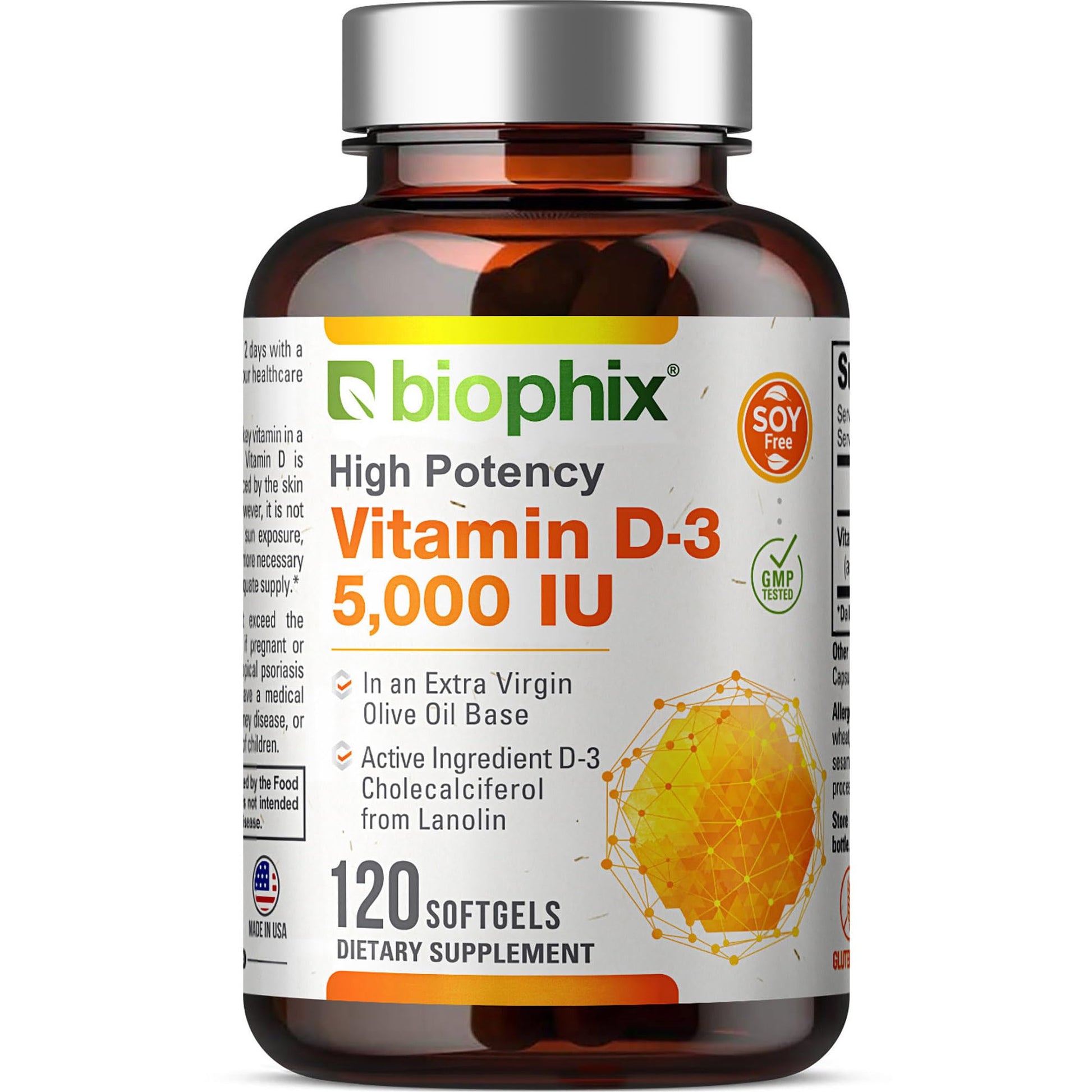 Biophix Vitamin D3 5000 IU (125 mcg) Softgels 120 Count