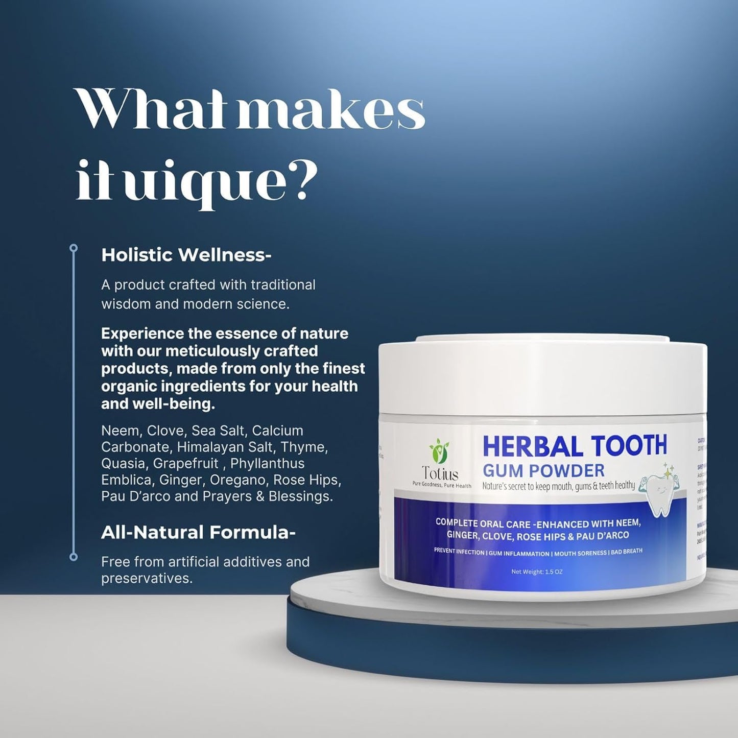 TOTIUS Herbal Tooth Gum Powder, 1 Ounce (Pack of 1)