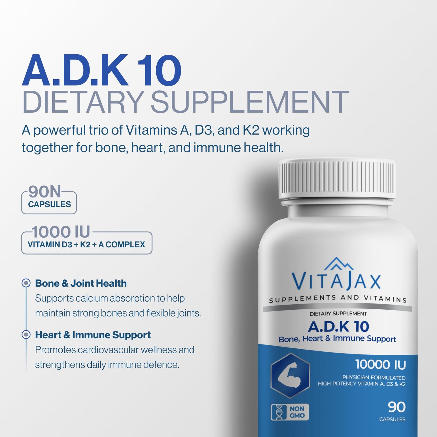 VITAJAX ADK 10 Vitamin ADK Supplement Capsules 90 Count