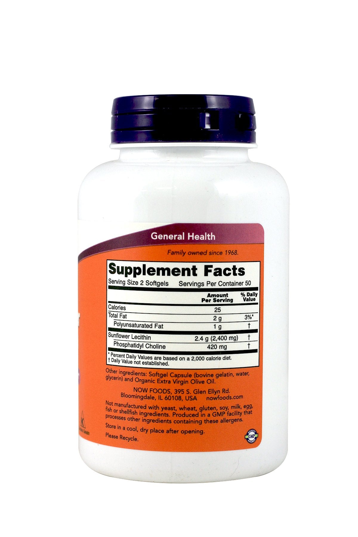 NOW Foods Sunflower Lecithin 1200 mg Softgel, 100