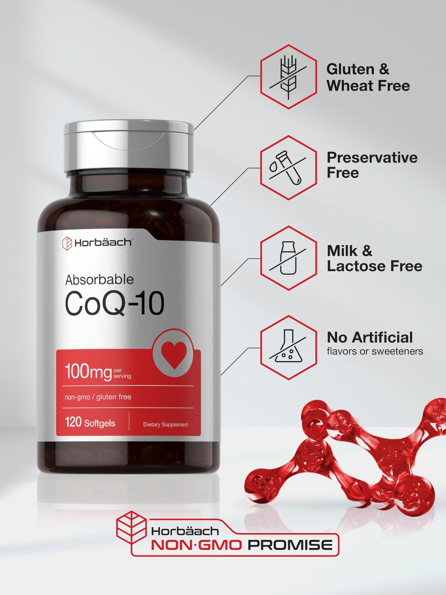 Horbäach CoQ10 100mg Softgels, 120 Count
