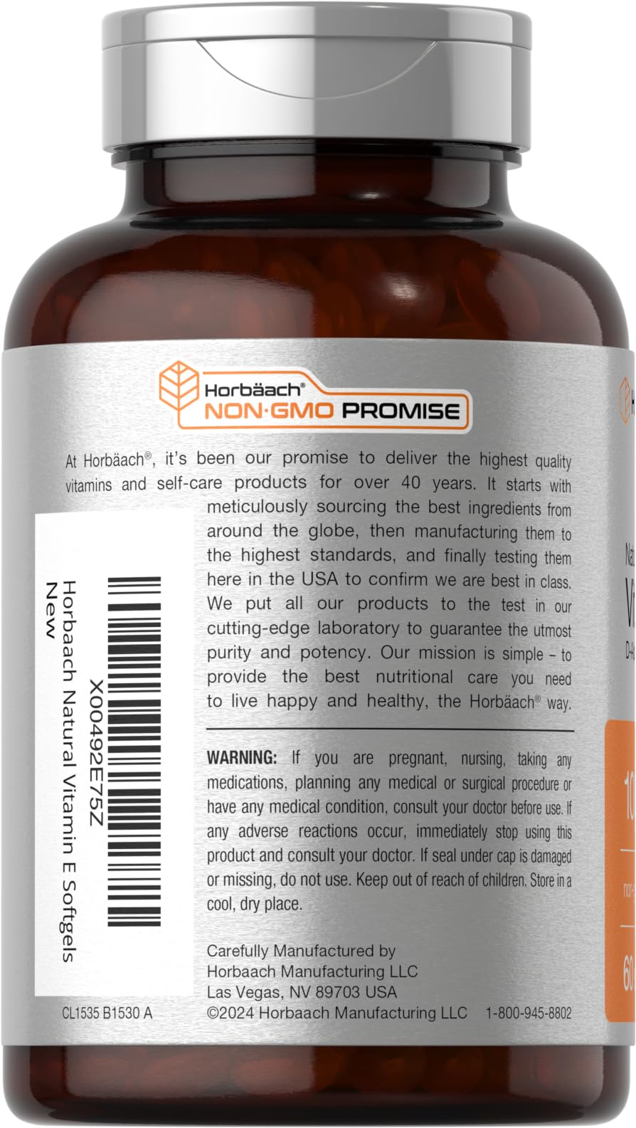 Horbäach Vitamin E 1000 IU Softgels, 60 Count