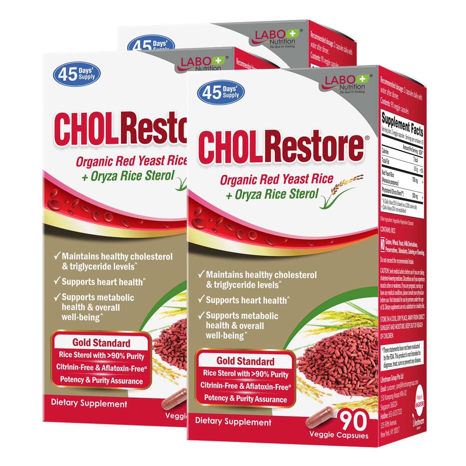 LABO Nutrition CHOLRestore Red Yeast Rice with Phytosterol Health Supplement, 270 Capsules