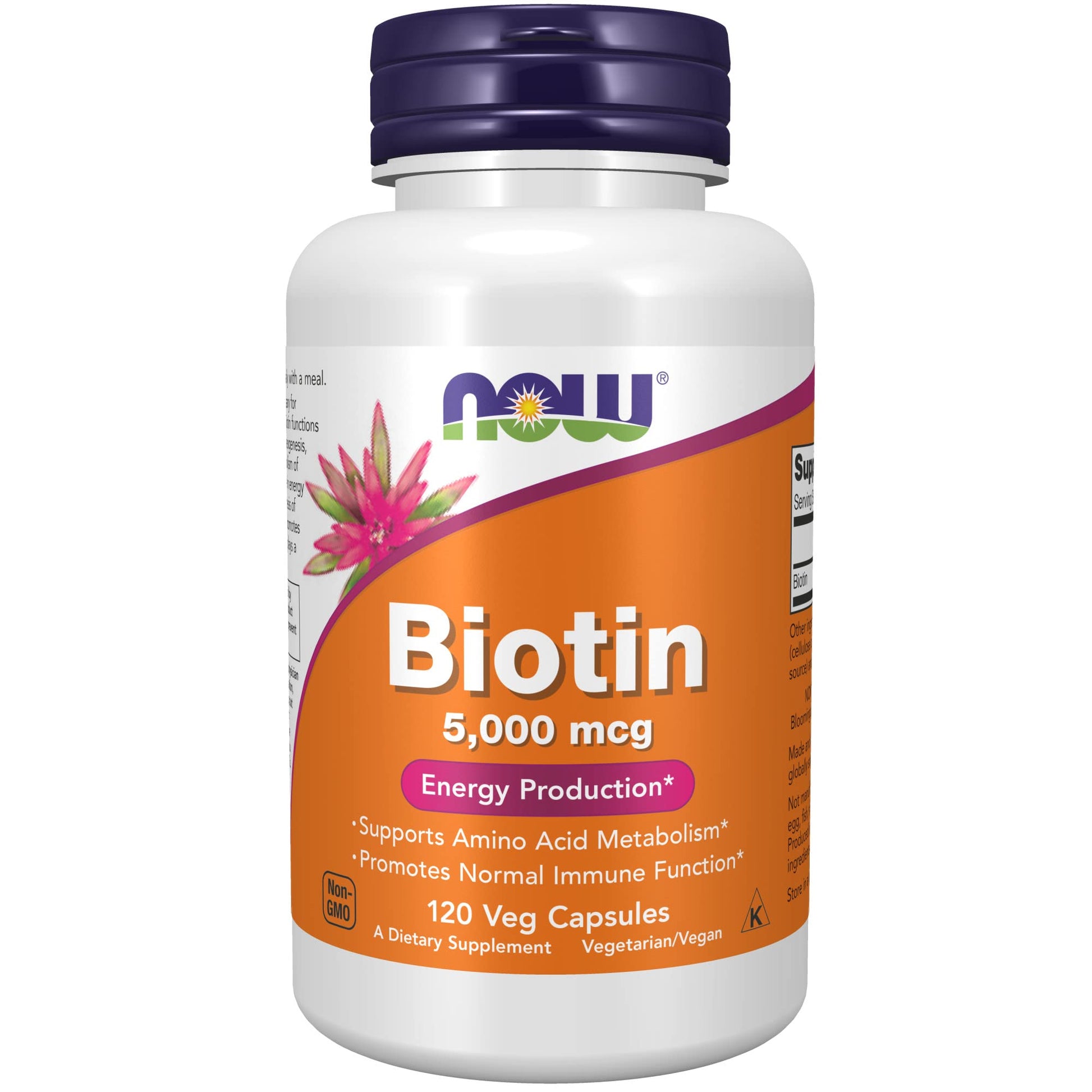 NOW Foods Biotin 5000 mcg Capsules, 120 Capsules