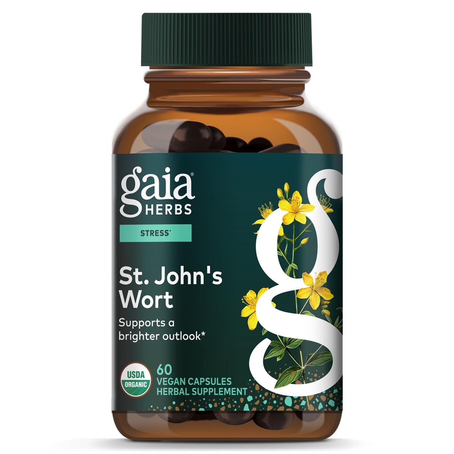 Gaia Herbs St. John's Wort Stress Support Supplement Capsules, 60 Capsules
