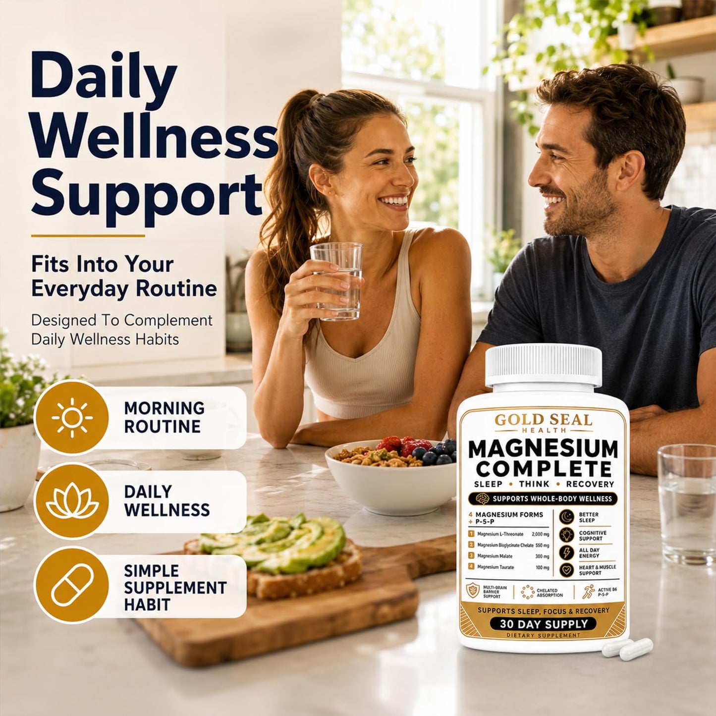 Gold Seal Health Magnesium Complete, 4 in 1 Multi-Source Magnesium Complex Capsule, 120 Count