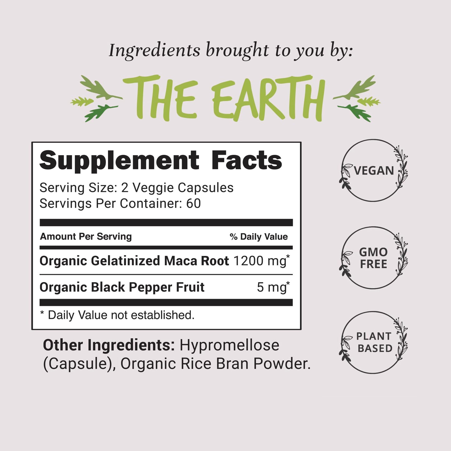 Happy Healthy Hippie Organic Maca Root 1200 mg Libido Support for Women Capsules 120 Count