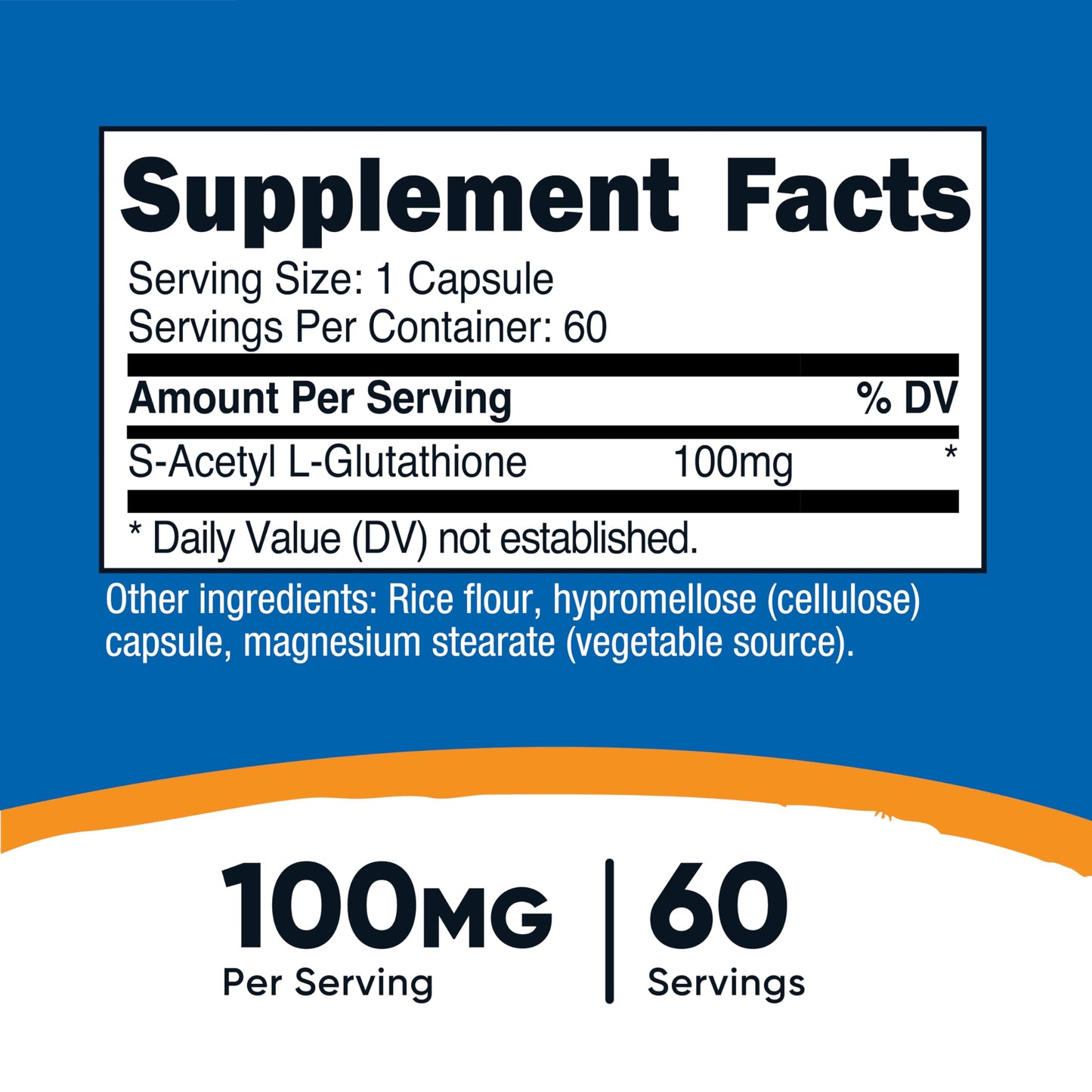 Nutricost S-Acetyl L-Glutathione 100MG Capsules, 60 Count