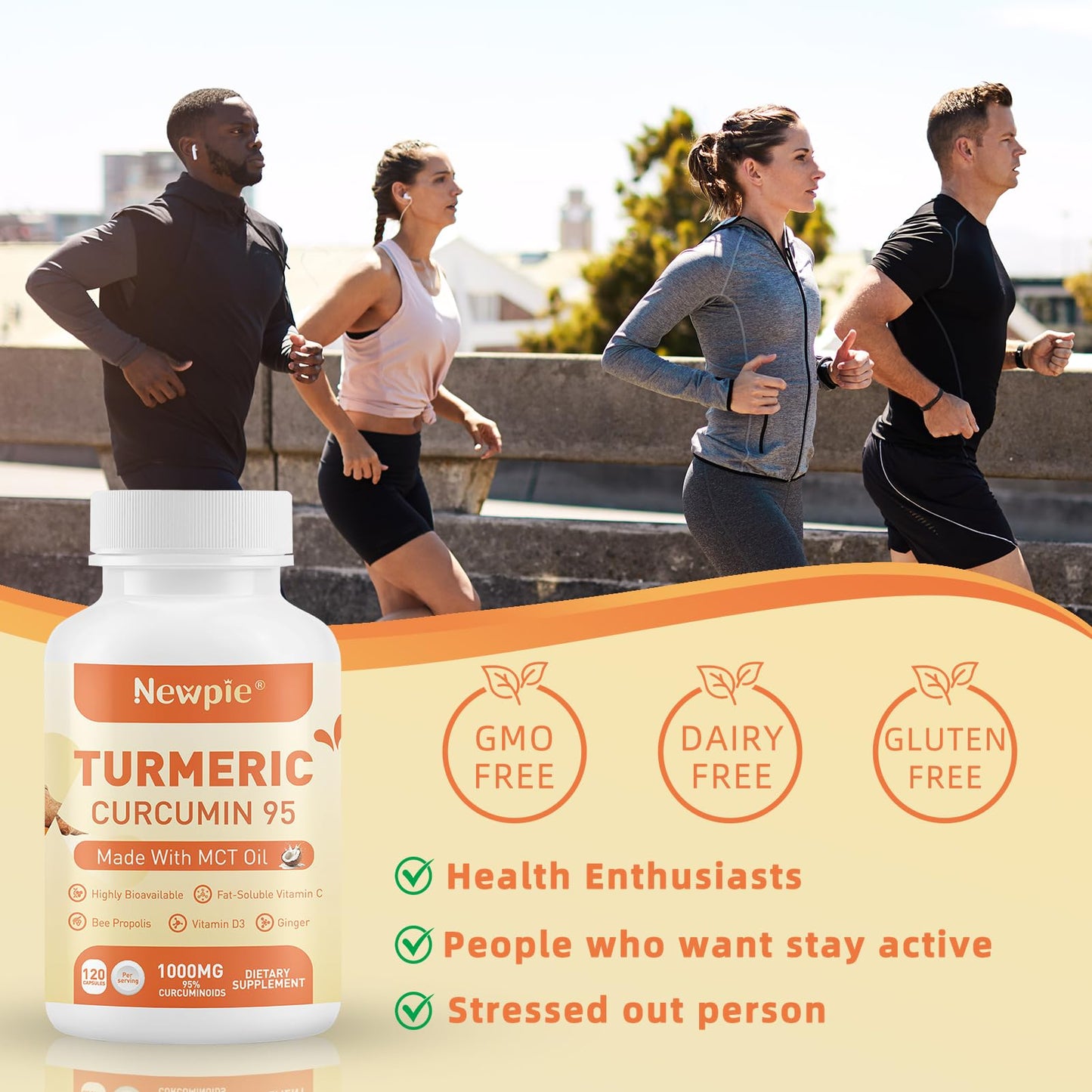 Newpie Turmeric Curcumin Supplement with MCT Oil, 120 Capsules